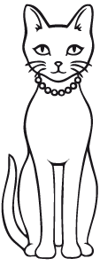 Les trois personnages de Soracha.fr - Pompona la chatte précieuse