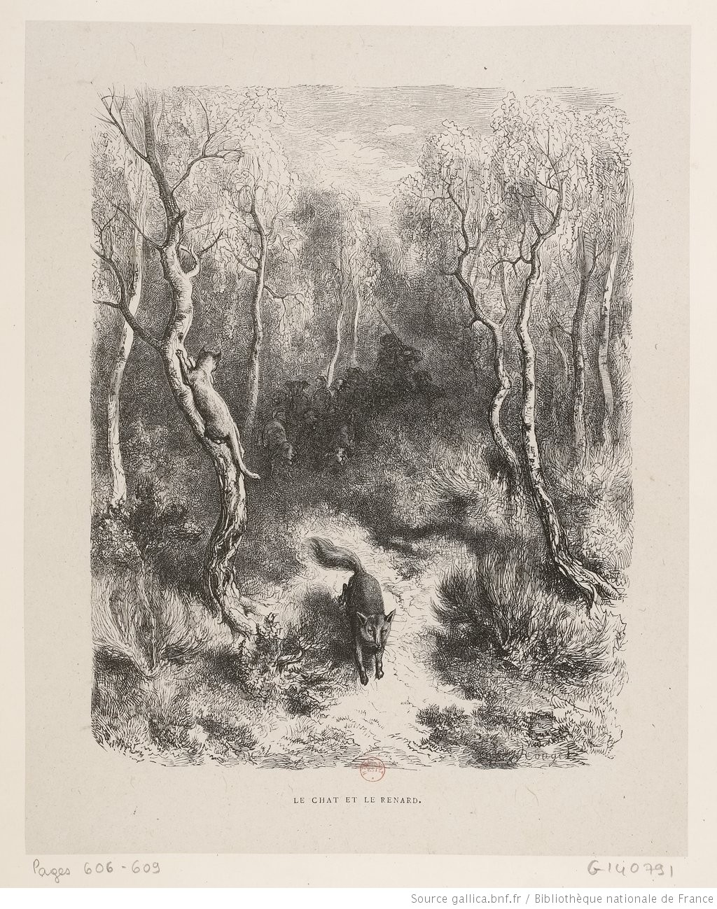 Fables de La Fontaine - Lambert - Le Chat et le Renard Stock Photo