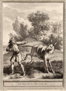 Le vieillard et l'âne. Illustration de J.-B. Oudry.